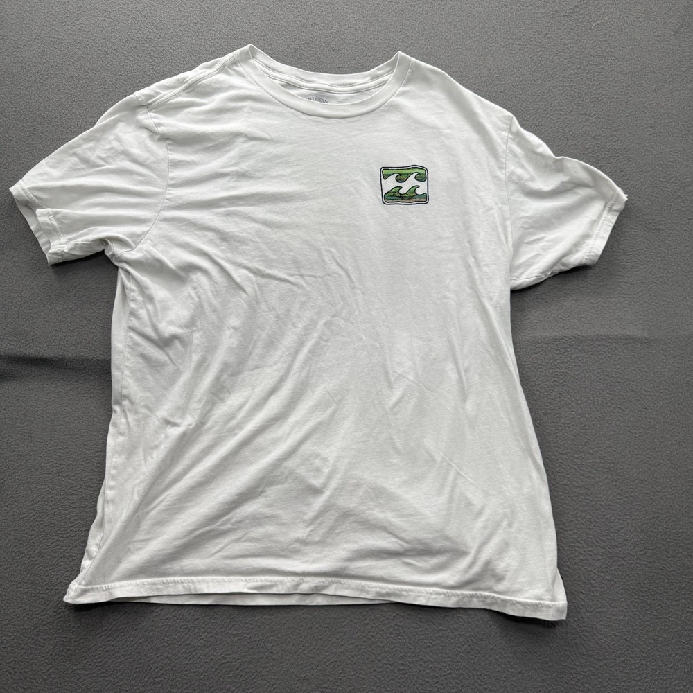 Billabong Shirt Mens 2XL White Wave Logo Premium Graphic Tee Tagless Surf Beach
